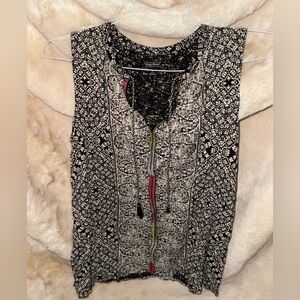 Lucky Brand Black and White Patterned Blouse